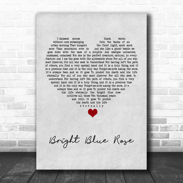 Christy Moore Bright Blue Rose Grey Heart Song Lyric Print