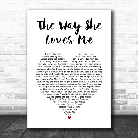 Cody Johnson The Way She Loves Me White Heart Song Lyric Print