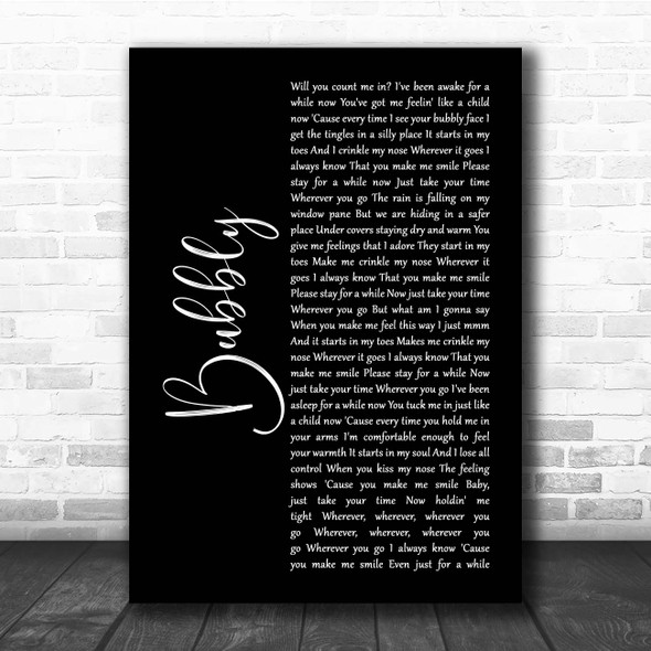 Colbie Caillat Bubbly Black Script Song Lyric Print