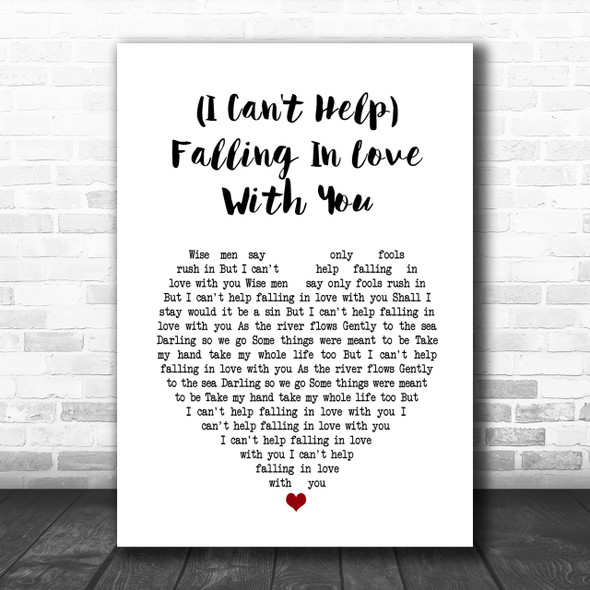 UB40 (I Can't Help) Falling In Love With You Heart Song Lyric Music Wall Art Print