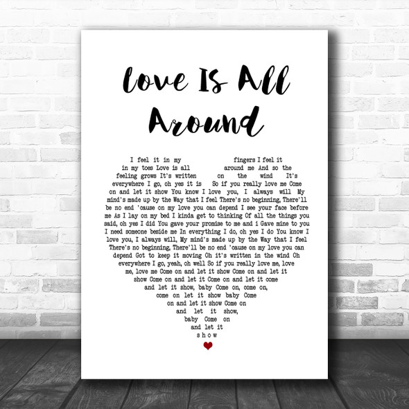 Wet Wet Wet Love Is All Around Heart Song Lyric Music Wall Art Print