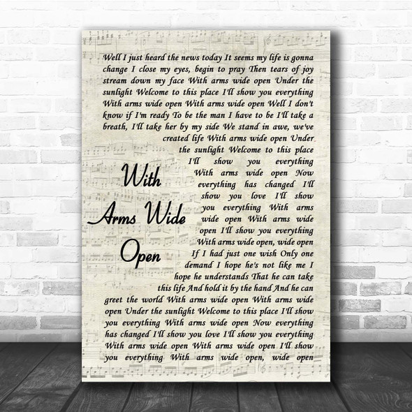 Creed With Arms Wide Open Vintage Script Song Lyric Print