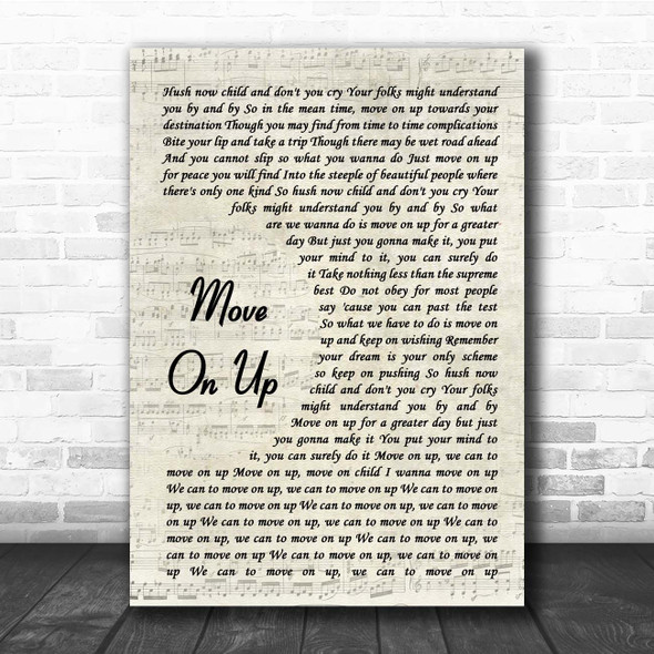 Curtis Mayfield Move On Up Vintage Script Song Lyric Print
