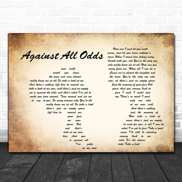 Phil Collins Against All Odds Man Lady Couple Song Lyric Music Wall Art Print