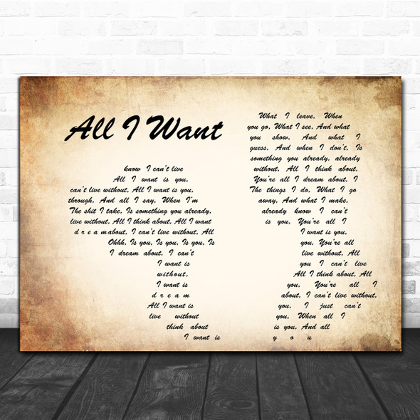 Staind All I Want Man Lady Couple Song Lyric Music Wall Art Print