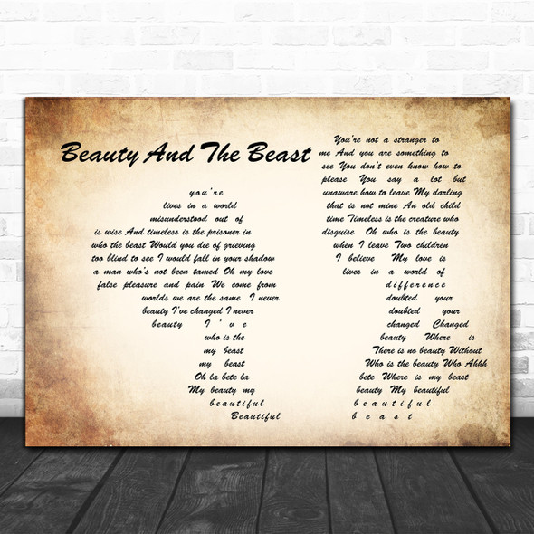 Stevie Nicks Beauty And The Beast Man Lady Couple Song Lyric Music Wall Art Print