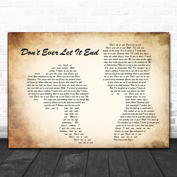 Nickelback Don't Ever Let It End Man Lady Couple Song Lyric Music Wall Art Print
