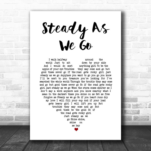 Dave Matthews Band Steady As We Go White Heart Song Lyric Print