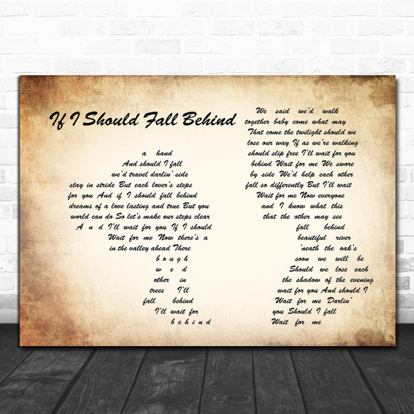 Bruce Springsteen If I Should Fall Behind Man Lady Couple Song Lyric Music Wall Art Print