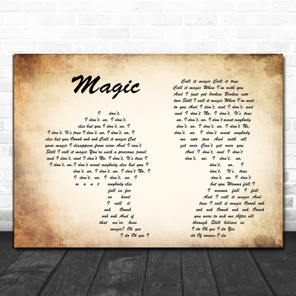 Coldplay Magic Man Lady Couple Song Lyric Music Wall Art Print