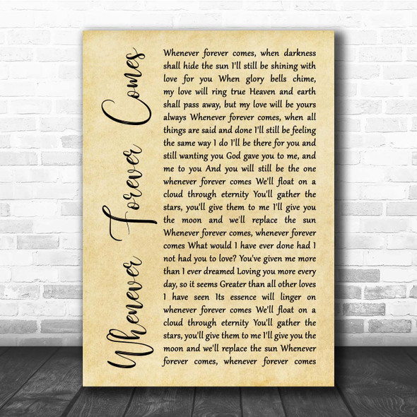 Dolly Parton feat. Collin Raye Whenever Forever Comes Rustic Script Song Lyric Print