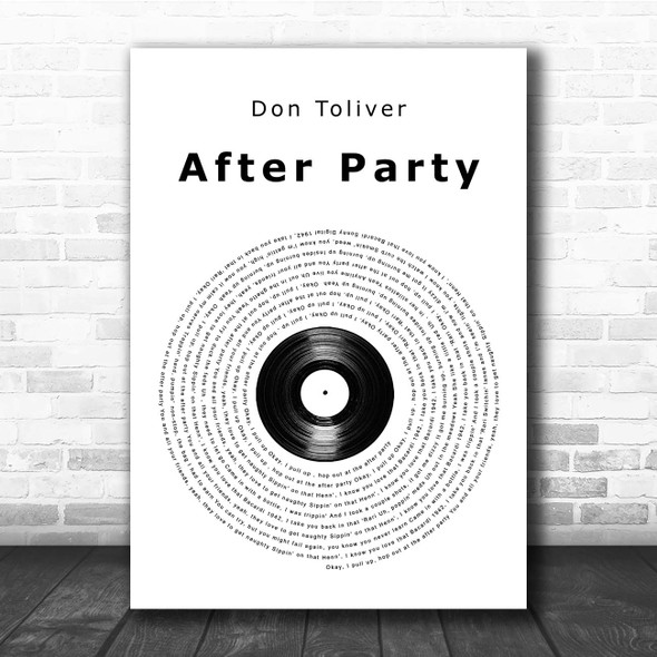 Don Toliver After Party Vinyl Record Song Lyric Print