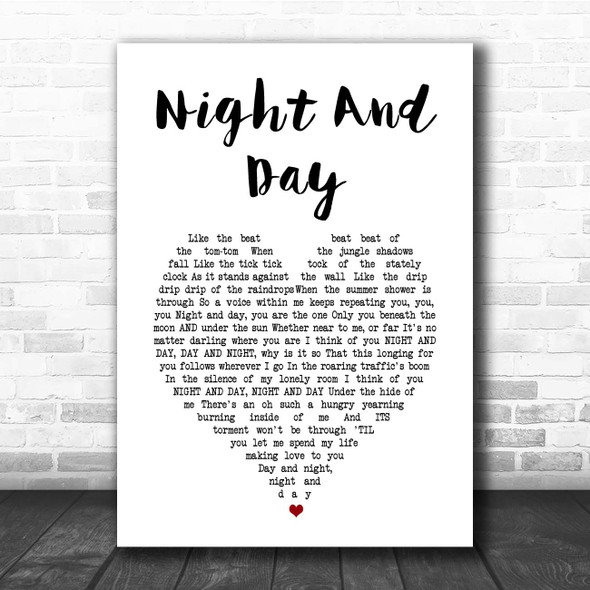 Ella Fitzgerald Night And Day White Heart Song Lyric Print