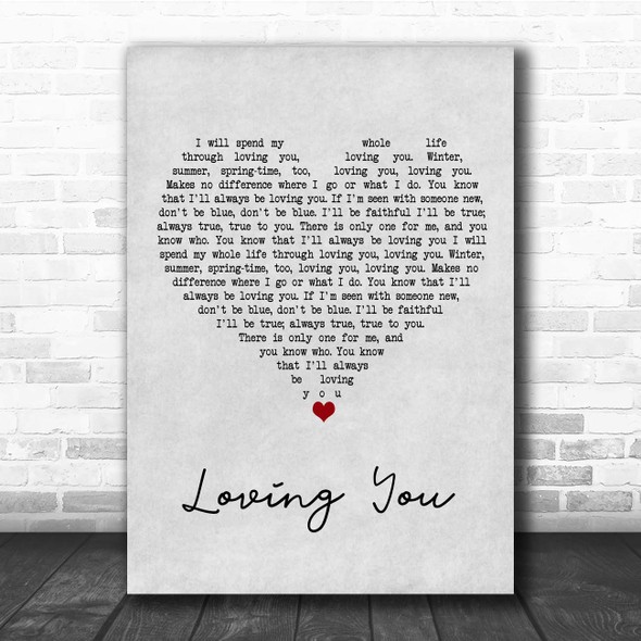 Elvis Presley Loving You Grey Heart Song Lyric Print