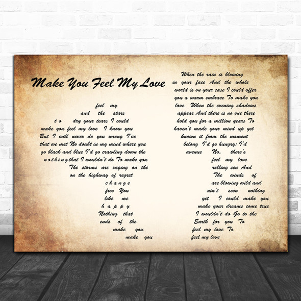 Adele Make You Feel My Love Man Lady Couple Song Lyric Music Wall Art Print