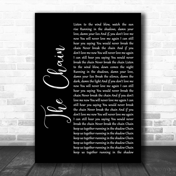 Fleetwood Mac The Chain Black Script Song Lyric Print