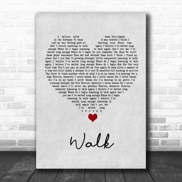 Foo Fighters Walk Grey Heart Song Lyric Print