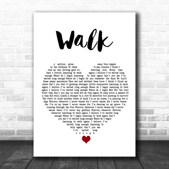 Foo Fighters Walk White Heart Song Lyric Print