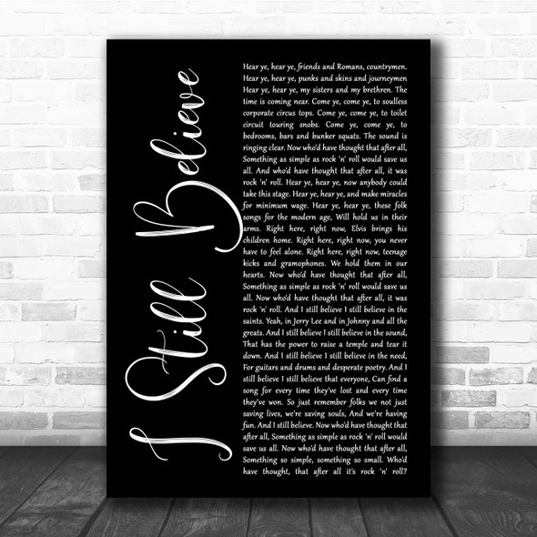 Frank Turner I Still Believe Black Script Song Lyric Print