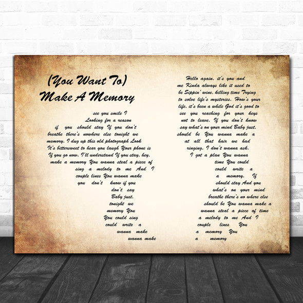 Bon Jovi (You Want To) Make A Memory Man Lady Couple Song Lyric Music Wall Art Print