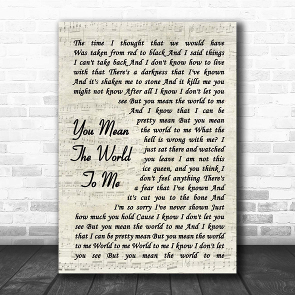 Freya Ridings You Mean The World To Me Vintage Script Song Lyric Print