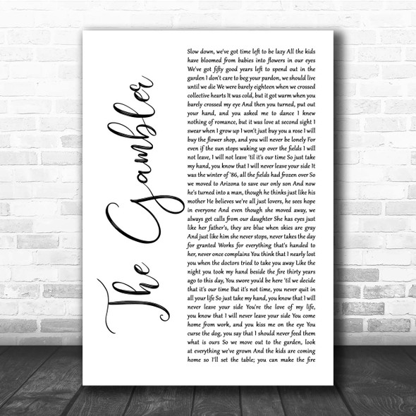 Fun. The Gambler White Script Song Lyric Print