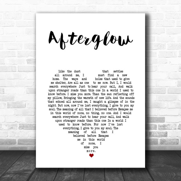 Genesis Afterglow White Heart Song Lyric Print