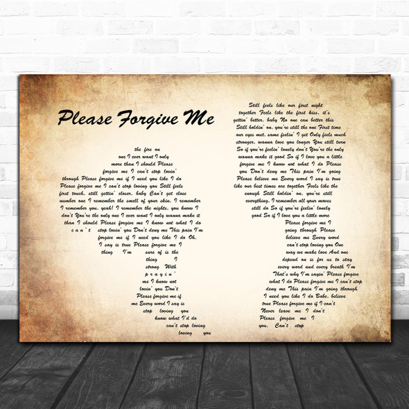 Bryan Adams Please Forgive Me Man Lady Couple Song Lyric Music Wall Art Print