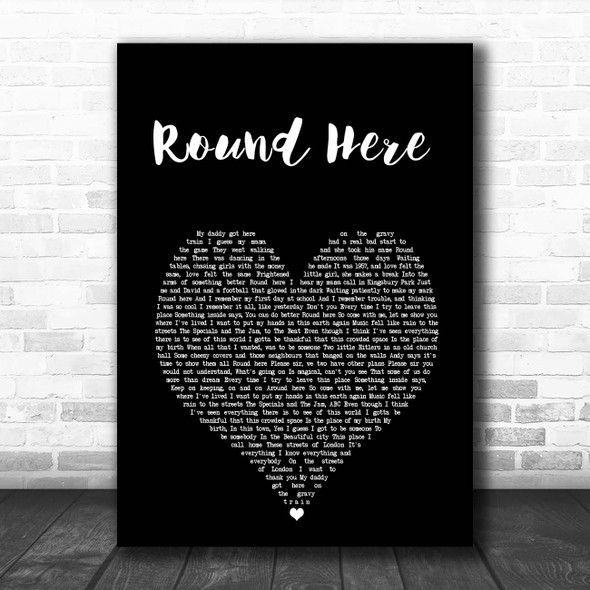 George Michael Round Here Black Heart Song Lyric Print