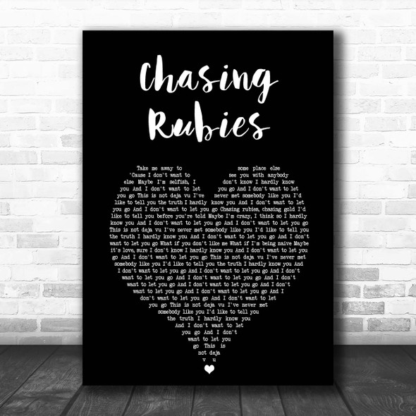 Hudson Taylor Chasing Rubies Black Heart Song Lyric Print