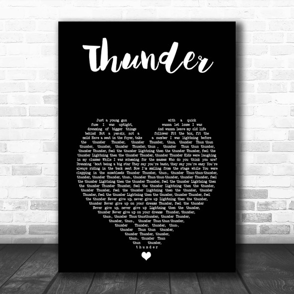 Imagine Dragons Thunder Black Heart Song Lyric Print