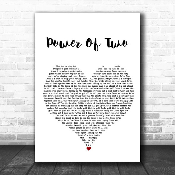 Indigo Girls Power Of Two White Heart Song Lyric Print