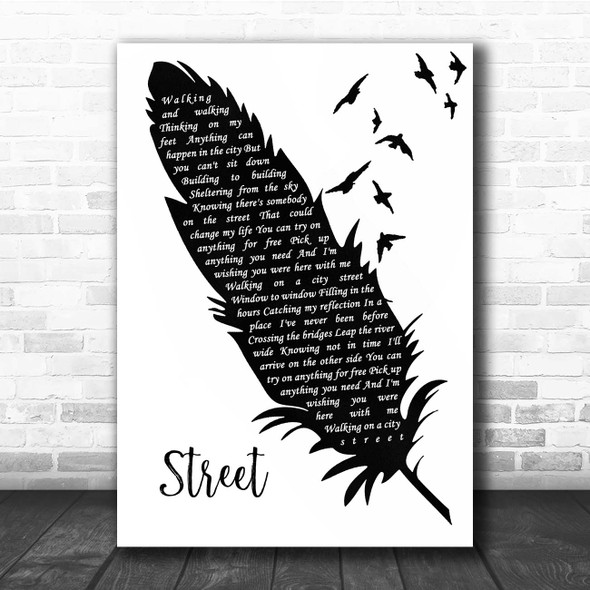 Jamie Woon Street Black & White Feather & Birds Song Lyric Print