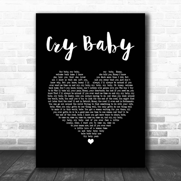 Janis Joplin Cry Baby Black Heart Song Lyric Print