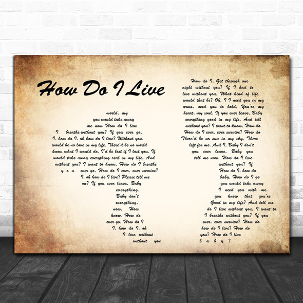 LeAnn Rimes How Do I Live Man Lady Couple Song Lyric Music Wall Art Print