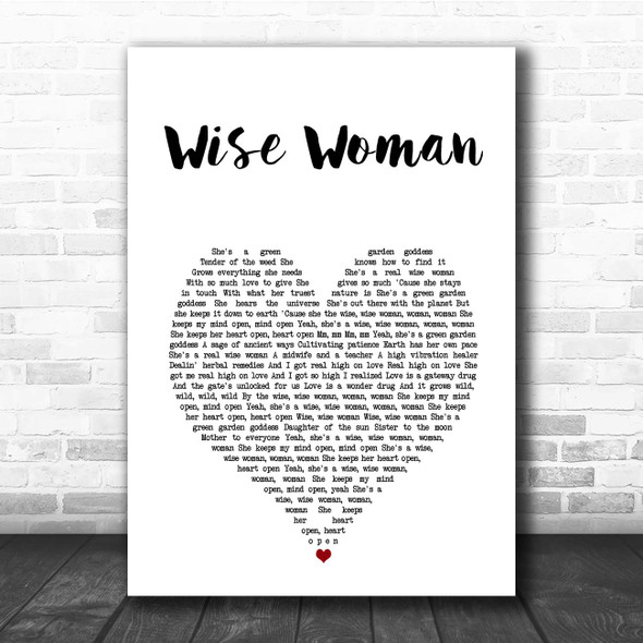 Jason Mraz Wise Woman White Heart Song Lyric Print