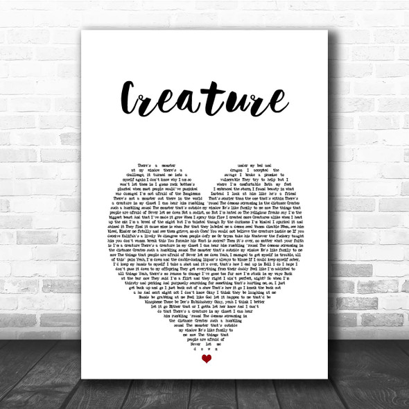 Jelly Roll Creature White Heart Song Lyric Print