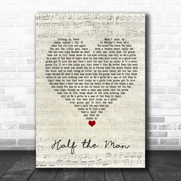 Jennifer Smestad Half the Man Script Heart Song Lyric Print