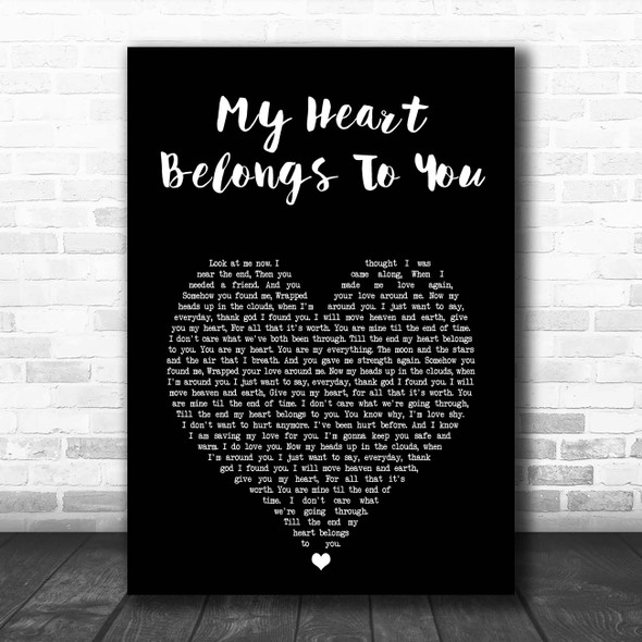 Jim Brickman My Heart Belongs to You Black Heart Song Lyric Print