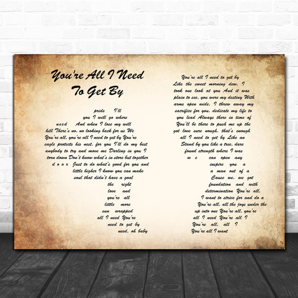Marvin Gaye & Tammi Terrell You're All I Need To Get By Couple Song Lyric Music Wall Art Print
