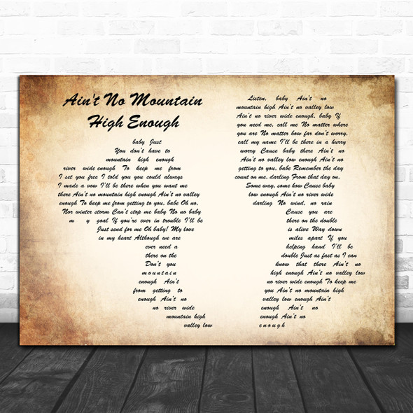 Marvin Gaye Ain't No Mountain High Enough Man Lady Couple Song Lyric Music Wall Art Print