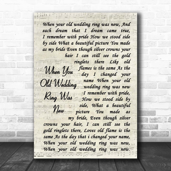 Jimmy Roselli When You Old Wedding Ring Was New Vintage Script Song Lyric Print