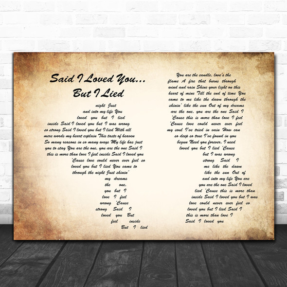 Michael Bolton Said I Loved You... But I Lied Man Lady Couple Song Lyric Music Wall Art Print