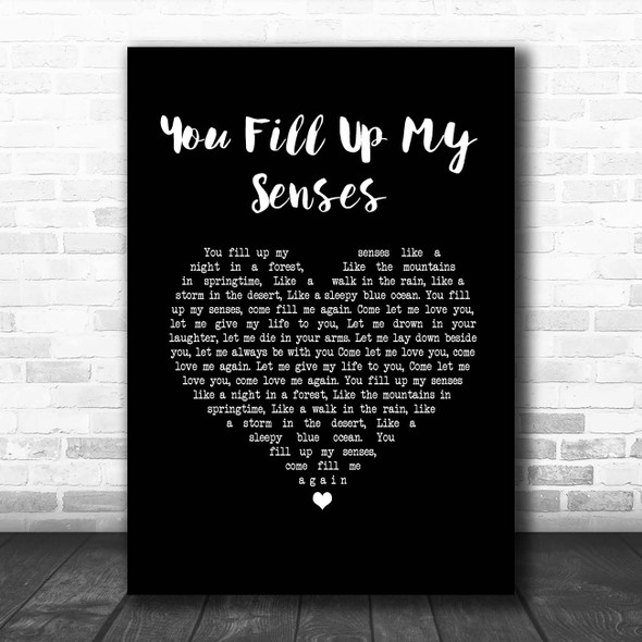 John Denver You Fill Up My Senses Black Heart Song Lyric Print
