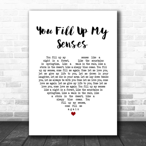 John Denver You Fill Up My Senses White Heart Song Lyric Print