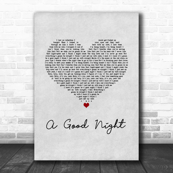 John Legend A Good Night Grey Heart Song Lyric Print