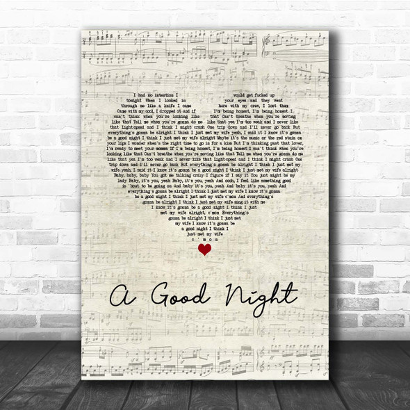John Legend A Good Night Script Heart Song Lyric Print