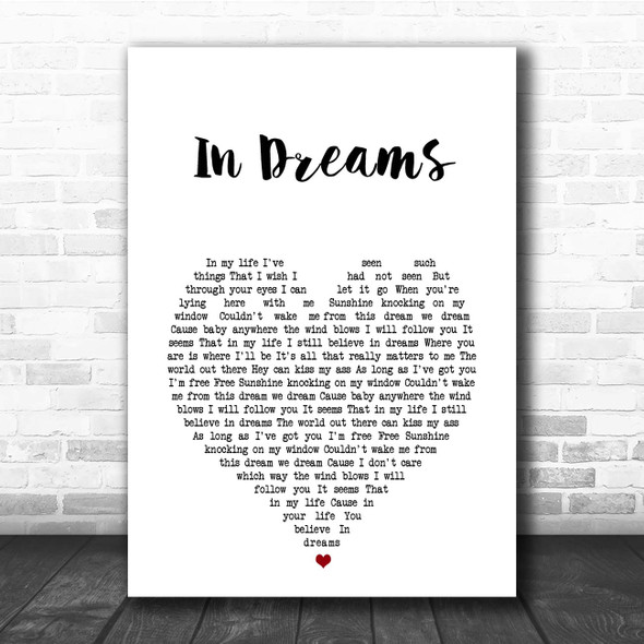 John Waite In Dreams White Heart Song Lyric Print