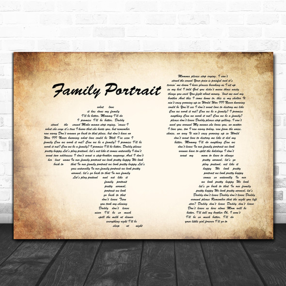 Pink Family Portrait Man Lady Couple Song Lyric Music Wall Art Print