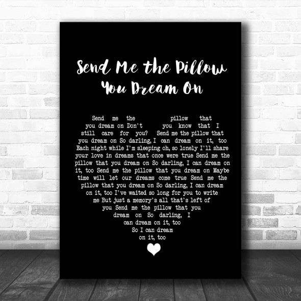 Johnny Tillotson Send Me the Pillow You Dream On Black Heart Song Lyric Print